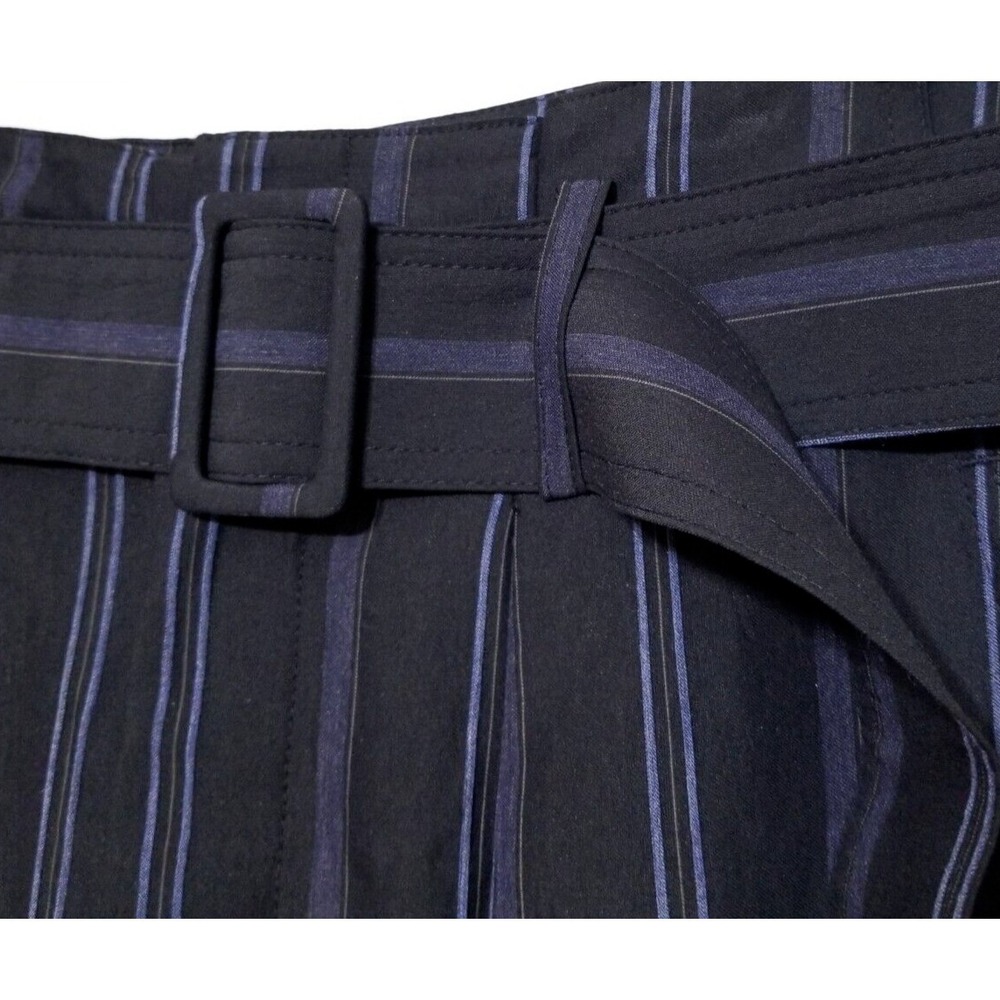 NWT Vince Dobby Stripe Belted Wide-Leg Pants in Indigo‎ High Rise Size 6 $385 - Picture 12 of 16